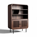 Wooden bookshelf with two cabinet doors and open shelving 90 x 30 x 120cm