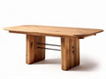 Solid wood dining table with metal accents 180 x 90 x 75cm natural finish