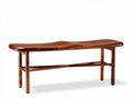 Wooden wave bench for indoor use 150 x 40 x 45cm brown finish