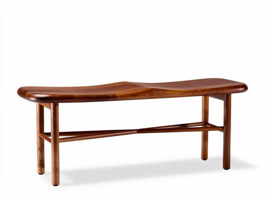 Wooden wave bench for indoor use 150 x 40 x 45cm brown finish