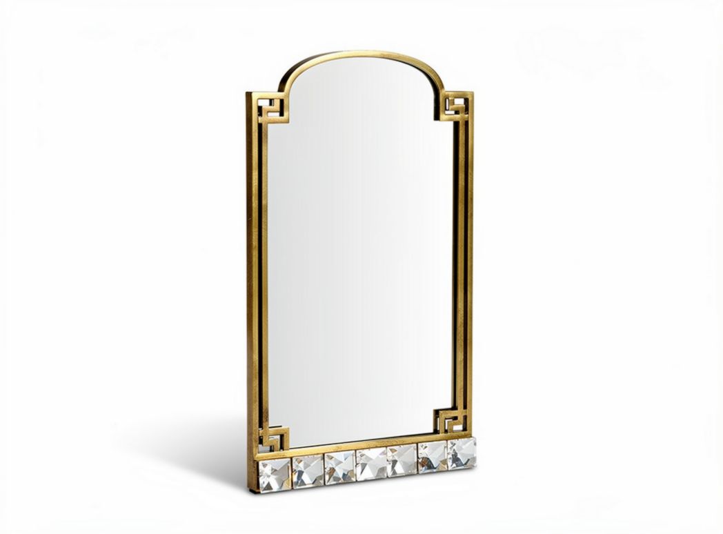Decorative wall mirror with gold frame and crystal accents 40 x 25 x 2cm