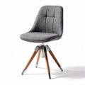 Gray upholstered dining chair with wooden legs and chrome accents 45 x 45 x 85cm