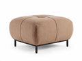Square upholstered ottoman in beige fabric with metal legs 80 x 80 x 40cm