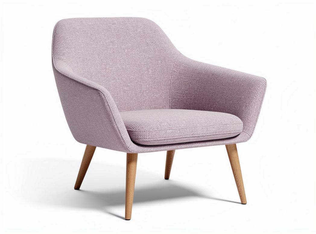 fabric accent chair in light pink with wood legs 80 x 70 x 80cm