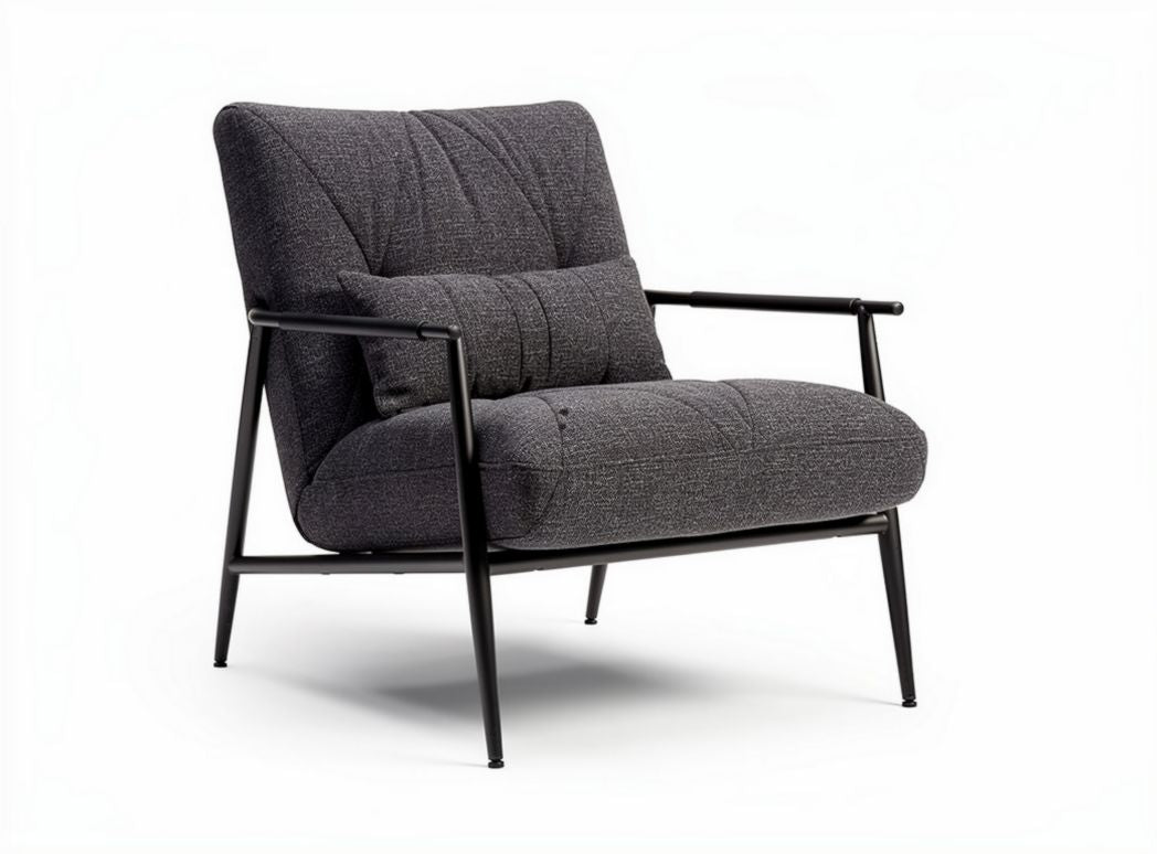 Fabric accent chair with metal frame in gray 80 x 80 x 90cm