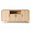 Wooden sideboard with ribbed doors designed for living room storage 120 x 45 x 75cm